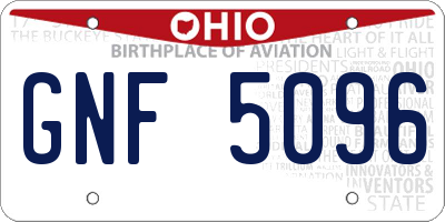 OH license plate GNF5096