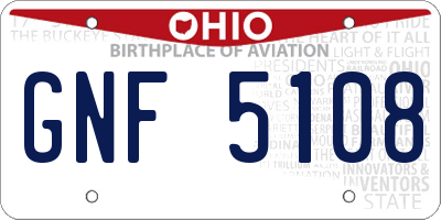 OH license plate GNF5108