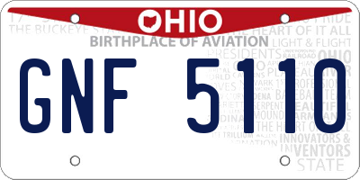 OH license plate GNF5110