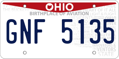 OH license plate GNF5135