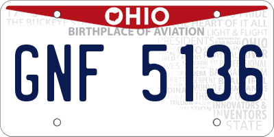 OH license plate GNF5136