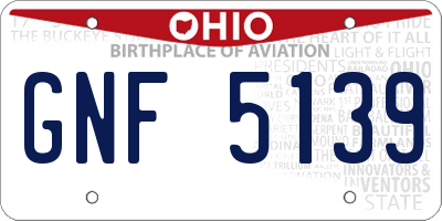 OH license plate GNF5139