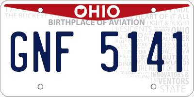 OH license plate GNF5141