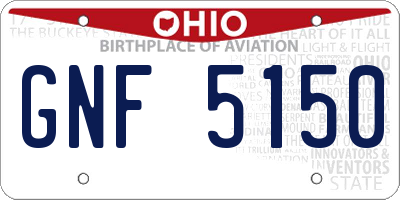 OH license plate GNF5150