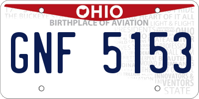 OH license plate GNF5153