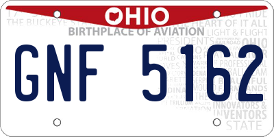OH license plate GNF5162