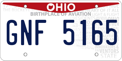 OH license plate GNF5165