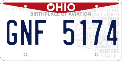 OH license plate GNF5174