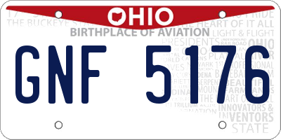 OH license plate GNF5176