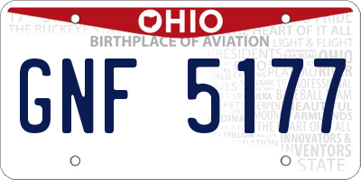OH license plate GNF5177