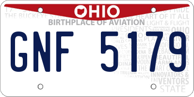 OH license plate GNF5179