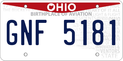 OH license plate GNF5181
