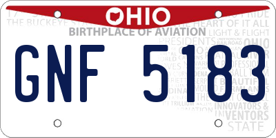OH license plate GNF5183