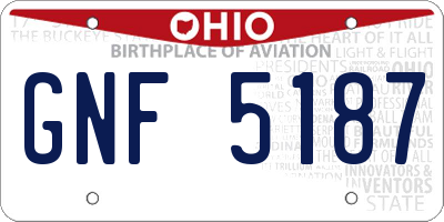 OH license plate GNF5187