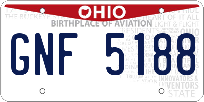 OH license plate GNF5188
