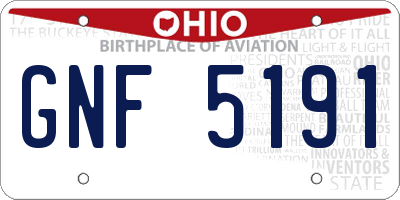 OH license plate GNF5191