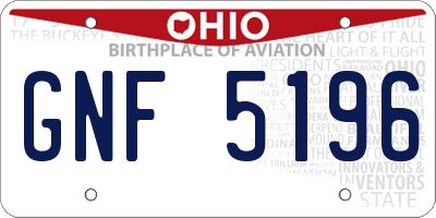 OH license plate GNF5196