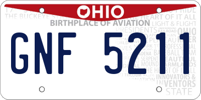 OH license plate GNF5211