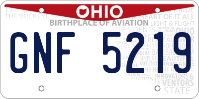 OH license plate GNF5219