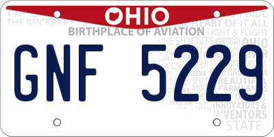 OH license plate GNF5229