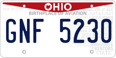 OH license plate GNF5230