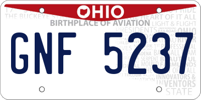 OH license plate GNF5237