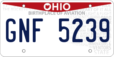 OH license plate GNF5239