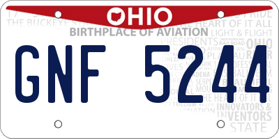 OH license plate GNF5244