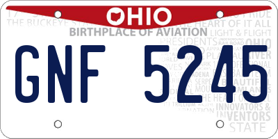 OH license plate GNF5245