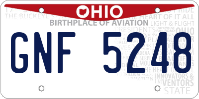 OH license plate GNF5248