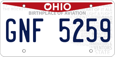 OH license plate GNF5259