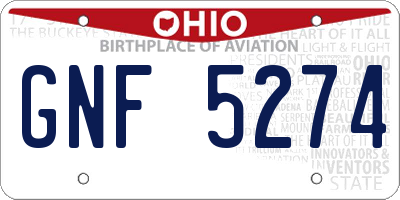 OH license plate GNF5274