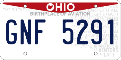 OH license plate GNF5291