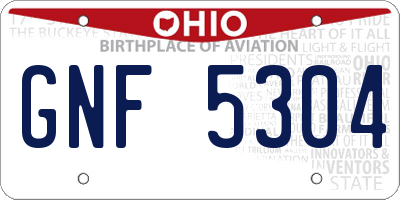 OH license plate GNF5304