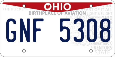 OH license plate GNF5308