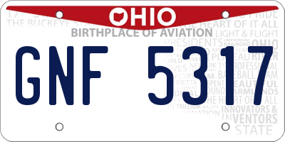 OH license plate GNF5317