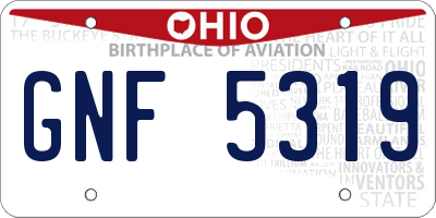OH license plate GNF5319