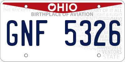 OH license plate GNF5326