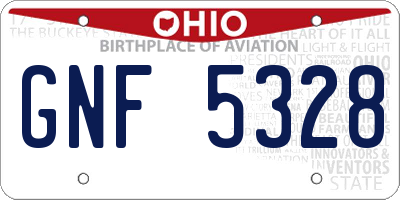 OH license plate GNF5328