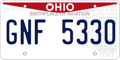 OH license plate GNF5330