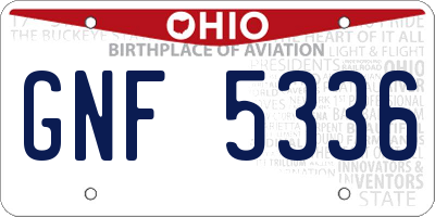 OH license plate GNF5336