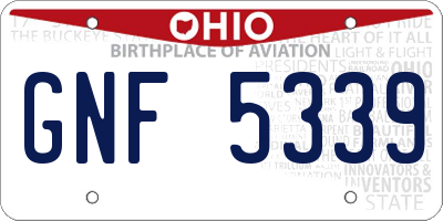 OH license plate GNF5339
