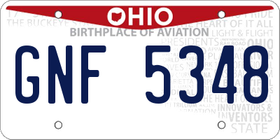 OH license plate GNF5348