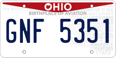 OH license plate GNF5351
