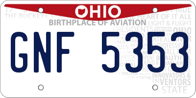 OH license plate GNF5353