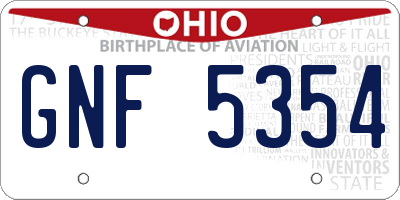 OH license plate GNF5354