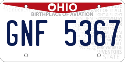 OH license plate GNF5367