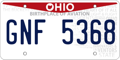OH license plate GNF5368