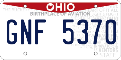 OH license plate GNF5370