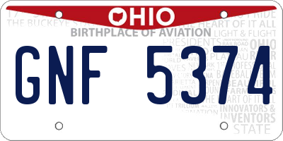 OH license plate GNF5374